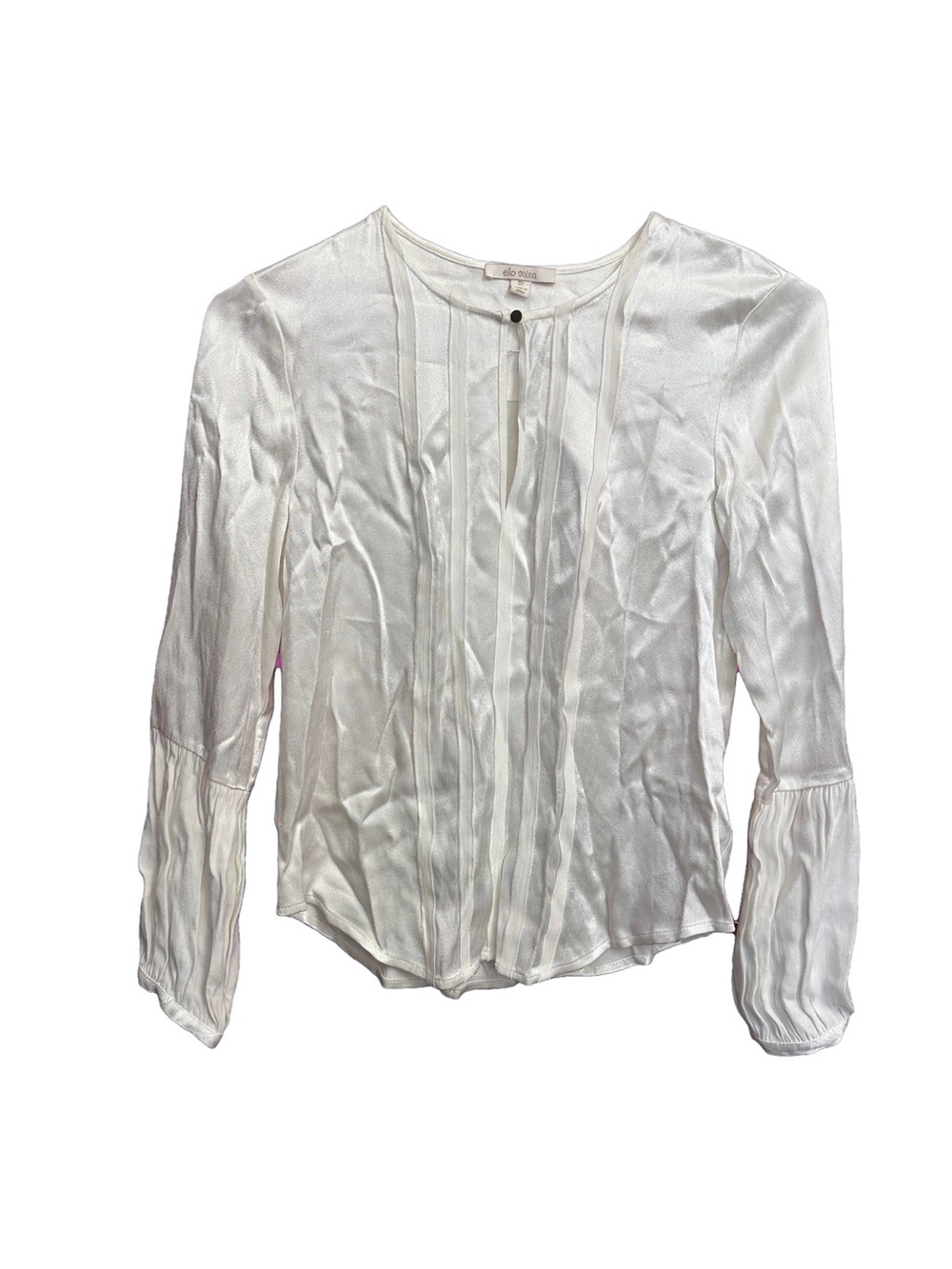 Ella Moss Ivory/Off White Pintuck Keyhole Long Sleeve Blouse Fits XS/S - Picture 4 of 10